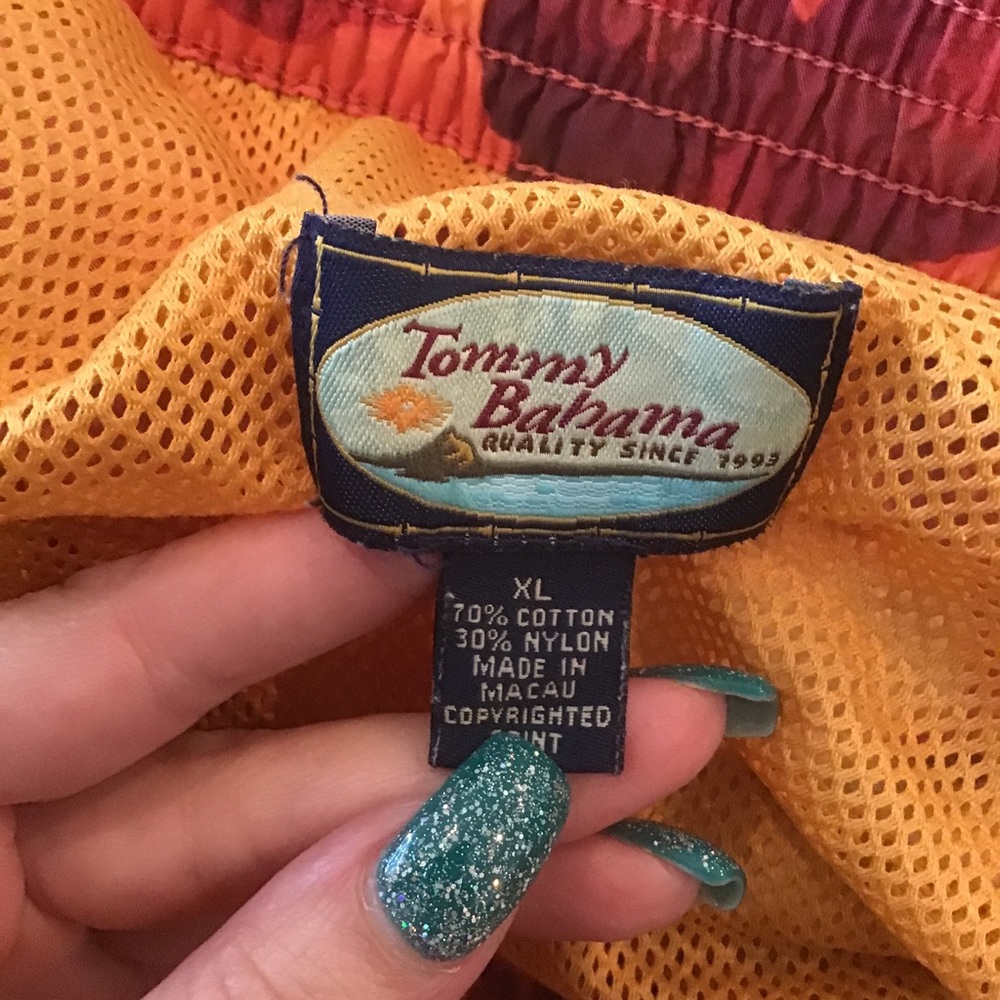 Tommy Bahama Relax Orange Hawaiian Sunset Floral Swim Trunks Shorts XL 9" inseam - Picture 3 of 3